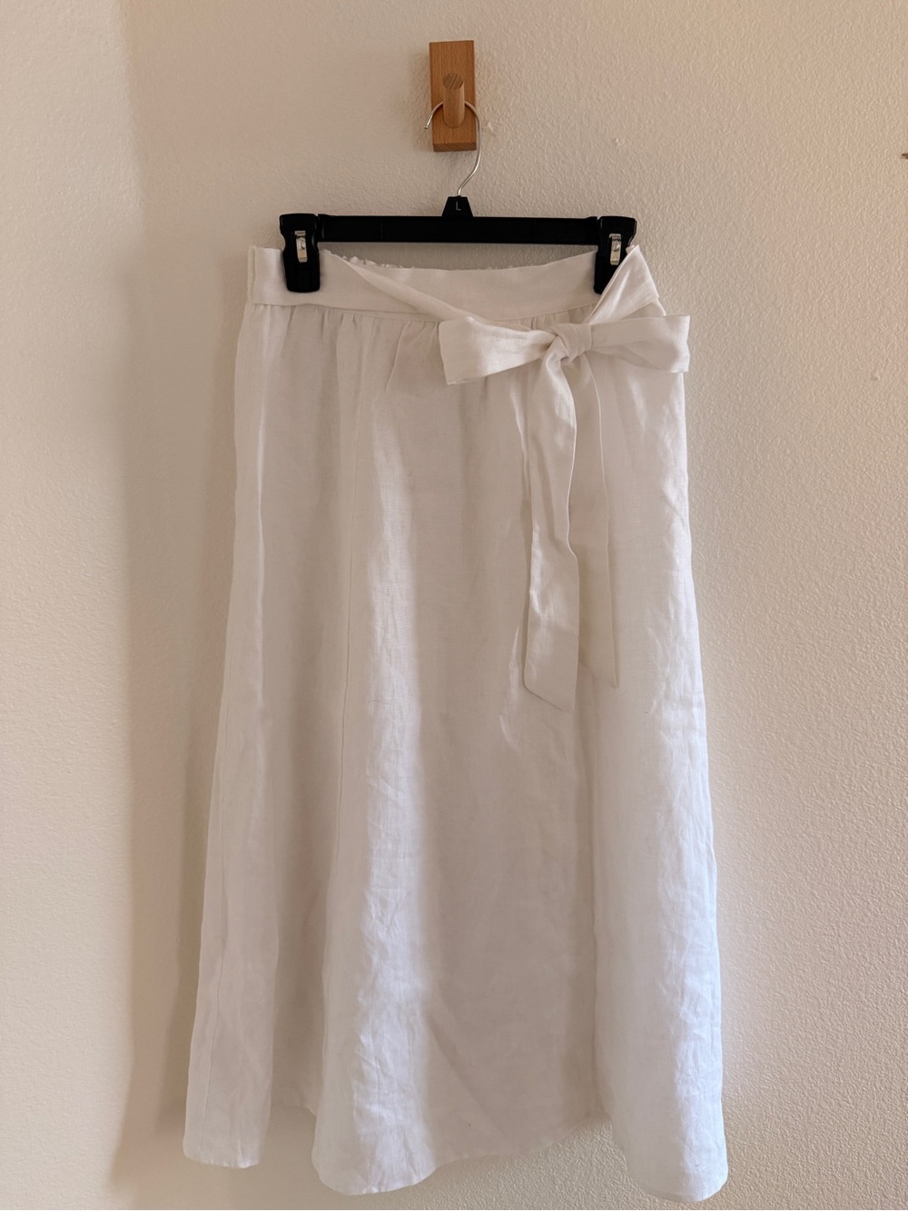 Reformation White Tie-Waist Linen Midi Skirt
